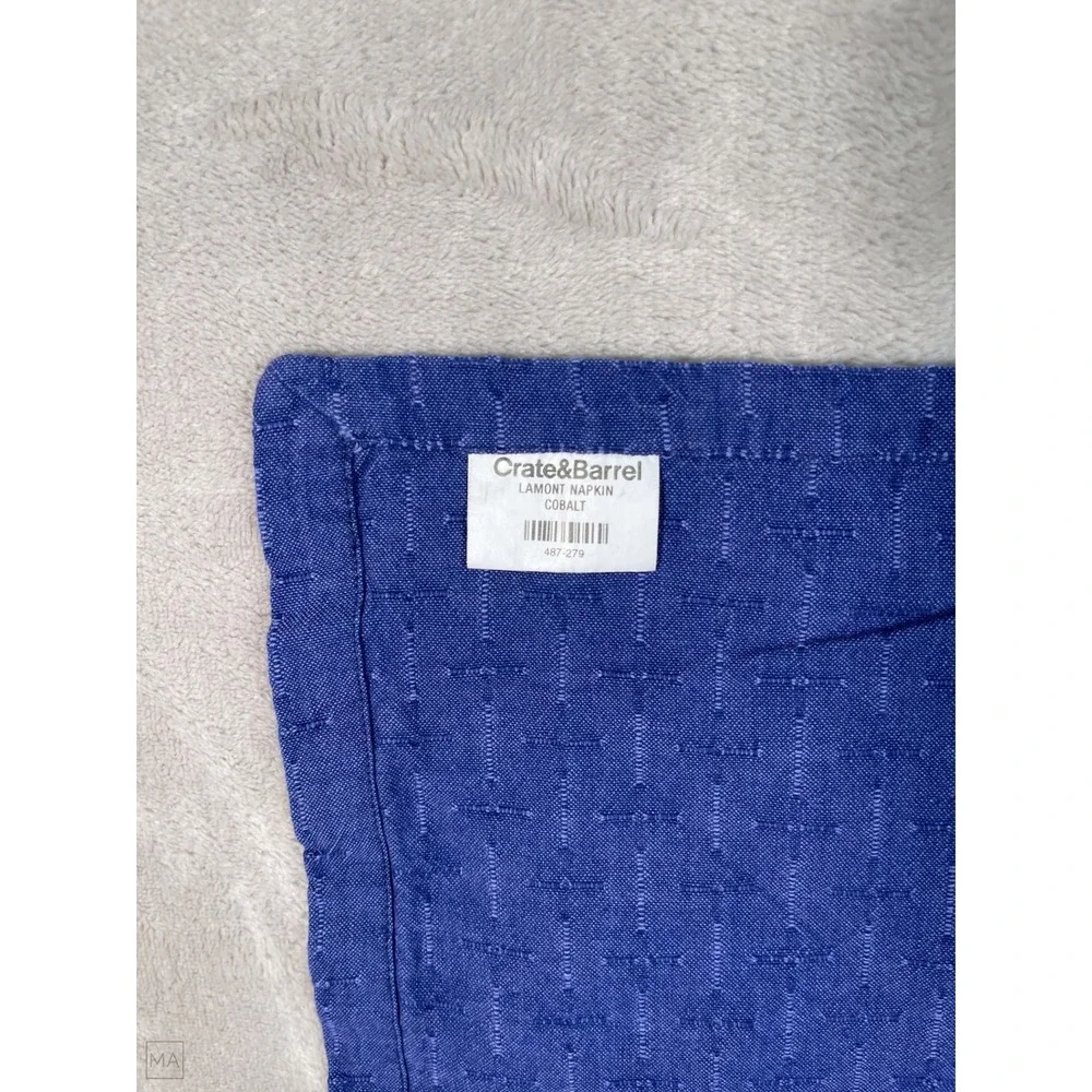 Set Of 6: Crate And Barrel Cloth Lamont Napkin Cobalt Blue